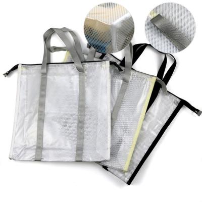 China Custom High Quality Clear PVC Folding OEM Lattice Reusable Collapsible Tote Recyclable Shopping Bag for sale