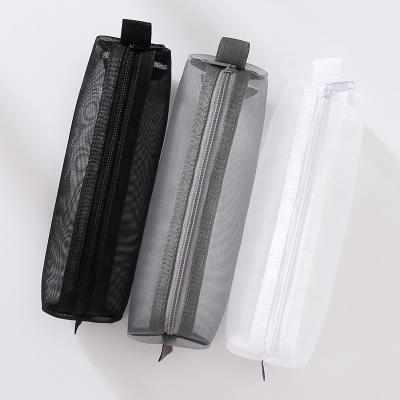 China Fashion\\durable cheap transparent simple custom printed zipper mesh round clear pencil case for sale