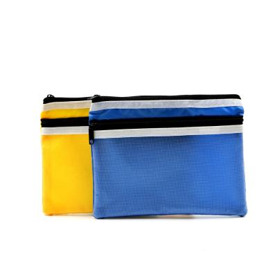 China Recyclable Custom Made Nylon Sublimation Makeup Travel Bag Double Zipper Cosmetic Pouch Bag for sale