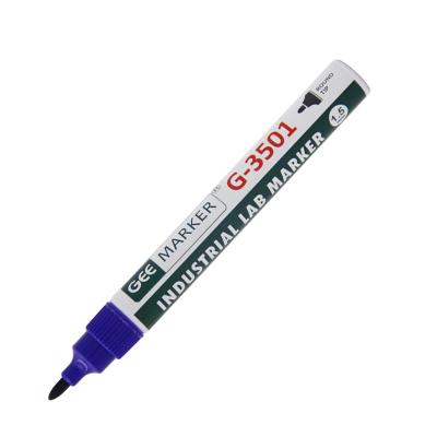 China Geemarker 1.5mm Lab Easy Industrial Marker Do Not Fade Blue Round Tip G-3501 Waterproof 75%alcohol Marker for sale