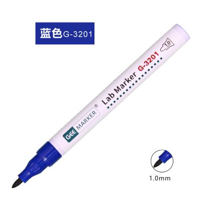 China Geemarker Easy G-3201 Oil Resistant And Waterproof Blue Marker 1.0mm Lab Resistance Alcohol for sale