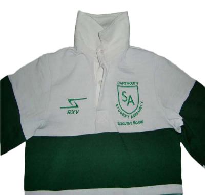 China Antibacterial Rugby Mens White And Green Striped Long Sleeve Shirt for sale