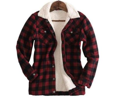 China Red Loose Type Lapel Winter Unisex Plaid Cotton Flannel Tartan Anti-pilling Casual Thick Shirt for sale