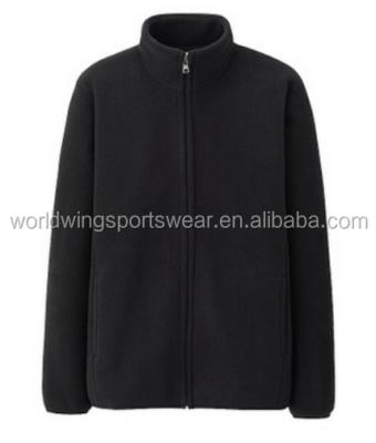 China Plus Size Mens Custom Black Fleece 100% Polyester Full Zipper With 2 Pockets Side Jacket for sale