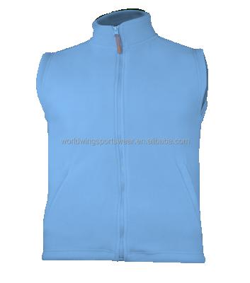 China Custom made 100% polyester anti-pilling anti-pilling ladies sky blue treatment fleece with full zip on the front side vest and 2 pockets for sale