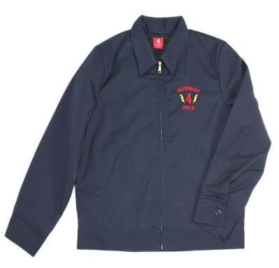 China Plus Size Men's Navy Blue Custom Cotton With Quilted Interior With Logo Embroidered Full Zip Up Work Jacket for sale