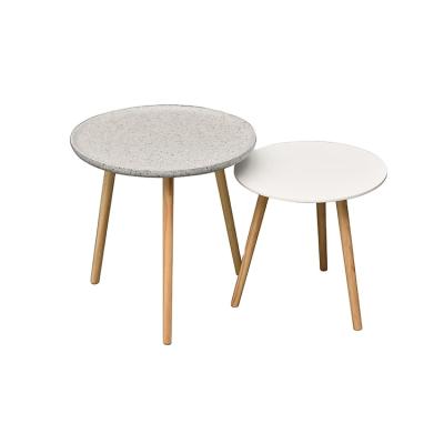 China New Modern Wooden MDF Designed Small Round Coffee Table With Concave Surface for sale