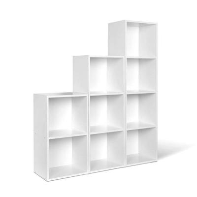 China Latest Living Room Custom Opening Design 4 Layer White Floor Rack Book Shelves for sale