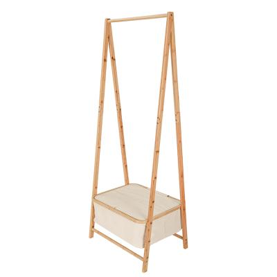 China Convertible Foldable Bamboo Clothes Laundry Rack For Extra Storage Space A-frame Design Garment Rack for sale