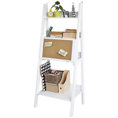 China Sustainable MDF Storage 3 Shelf Tier Tier Ladder Shelf Foldable White Desk for sale