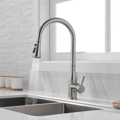 China Sense Faucets Low Price Chrome White Brass Rectangular Single Hole Pull Out Kitchen Pull Out Faucet AJ2005T for sale