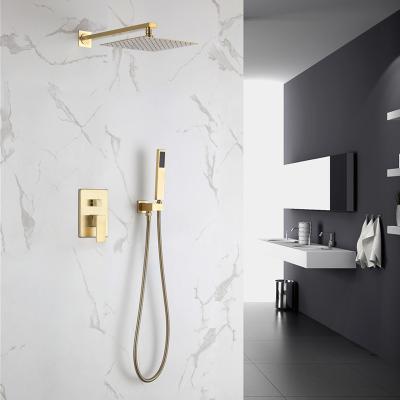 China With System Continental 2 Mode Brass Faucet Set Luxury Wall Mounted Shower Diverter Bathroom Rain Ceiling Shower Set for sale