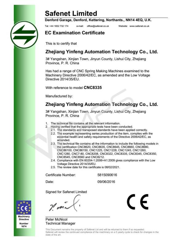 CE - Zhejiang Yinfeng Automotion Technology Co., Ltd.