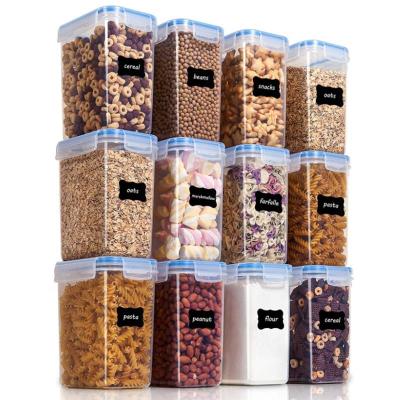 China 12 Pieces 2L BPA Free Cereal Food Storage Container Airtight Plastic Dry Storage Container Set Modern for sale