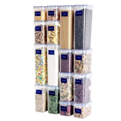 China Modern 16 Pack Pantry Kitchen Storage Containers Food Storage Containers Set Large Cereal Container Storage Set for sale