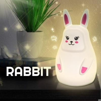 China New Style Adorable Rabbit Lamp For Kids Baby Bedside Silicone Touch Sensor Tap Control Multicolor Led Night Light for sale