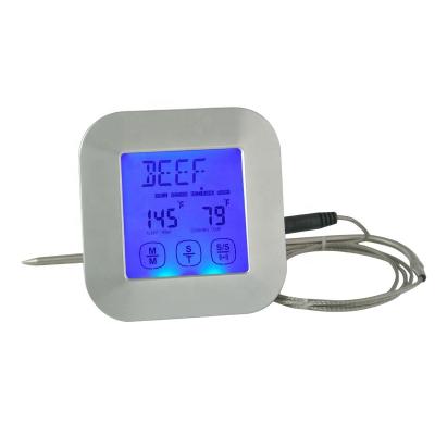 China BBQ Camping Cooking Digital Touch Screen Food Thermometer for Meat Poultry Fish Cooking BBQ Grill Thermometer with Timer Function for sale