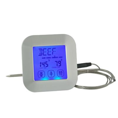 China Ability to Set Type 8 Digital Meat Thermometer with Touch Setting Thermometer BBQ Thermometer Digital Timer with Led Back Light Timer for Kitchen for sale