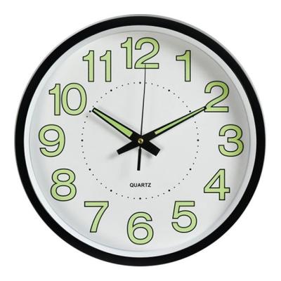 China 2021 Customized 12 By 30cm Inch LUMINOVA Fluorescence Night Light Wooden Luminous Luminous Wall Clock for sale