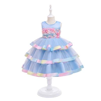 China Anti-wrinkle Formal Dress For Girls Bead On The Neck Princess Dress Clothing Birthday Dress For Girls for sale