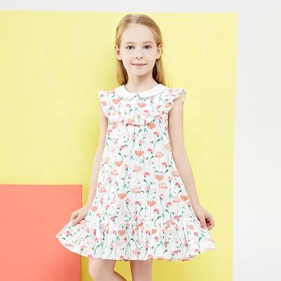 China Gabby Loop Kids Sleeveless Print Anti-Static Pink Bridesmaid Dresses Child Summer One-Line Dress for sale