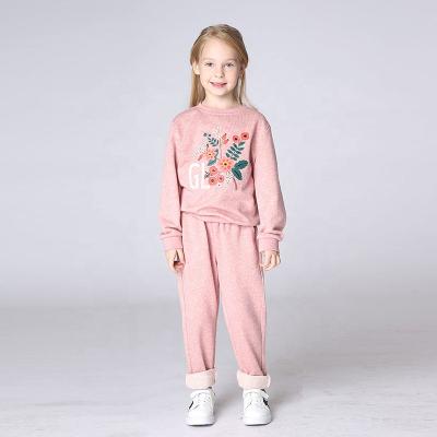 China Gabby Loop Kids Spring Casual Cotton Fleece Girls Jogger Set Floral Print Kids Clothing Sets for sale