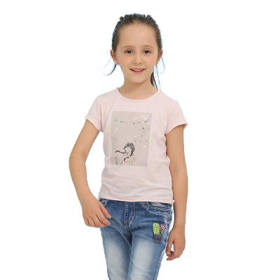 China Anti-pilling Gabby Loop Kids Pink Cartoon Print High Quality Girls T-shirts for sale