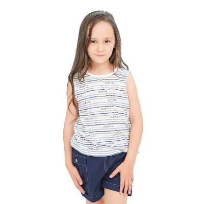 China Anti-pilling Gabby Loop Fashion Striped t-shirt for girls sleeveless with bow for sale