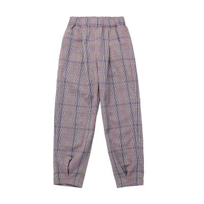 China Gabby Loop Kids Little Girl Vintage Contrast Breathable Plaid Pants With Pockets Kid Long Trousers Faux Fall for sale