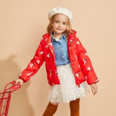 China Gabby Loop Winter Series Girls 90%White Duck Down Printed Quilted Coat Breathable Hooded Windproof Jacket For Kids for sale