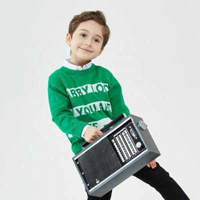 China Anti-pilling Gabby Loop Kids 10 year old kids boy green Christmas double jacquard letter sweater for boys for sale