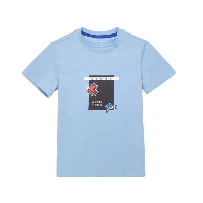 China Gabby Loop Kids Sky Blue Breathable Oversized T-shirt for Kids Boys and Girls Teen Boys Print Fishes T-shirts for sale