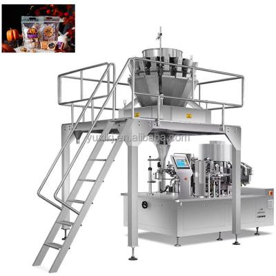 China Food snack coffee chocolate bean candy multihead weigher doypack rotary freeze dried coffee packing machine for sale