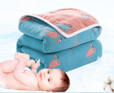 China Jacquard Waterproof Soft Cotton Gauze Muslin Organic Bamboo Silky Cotton Wraps Baby Blanket Baby Care for sale