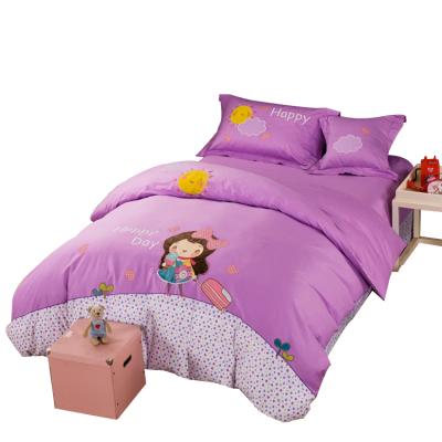 China Lovely Girl Nondisposable 100% Cotton Kids Cartoon Bedding Set Factory Direct Wholesale Sheet Set for sale