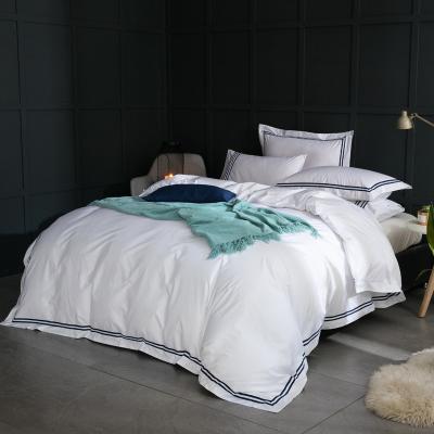 China Nondisposable Luxury Tribute Satin Drill Hotel Duvet Cover Silk Embroidered Bedding Set for sale