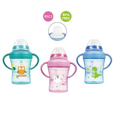 China BPA Free No Spill Trainer Cup with Handles, 8oz BPA Free Sippee Water Bottle for Toddlers with 2 Types of Spouts, Spill Proof for sale