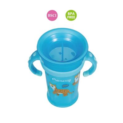 China BPA free 7oz /210ml no puddle training cup for toddlers pp natural 360 degree drinks cup with double handle for baby for sale