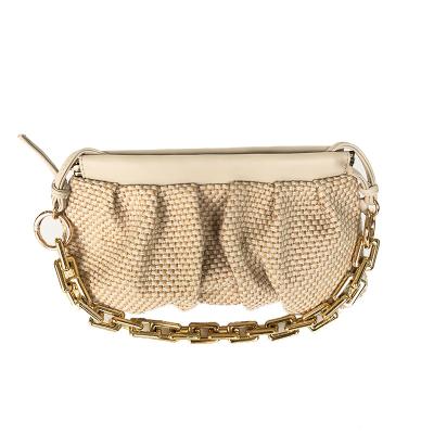 China Luxury Designer Ladies Straw Woven Cloud Bag Straw Handbag 2022 New Summer Korean Version Shoulder Bags Shape Woven Cross - Body Handbag for sale