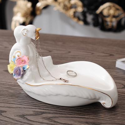 China Wholesale Modern Ceramic Jewelry Tray Manufacturers Elephant Jewelry Necklace Key Storage Tray for sale