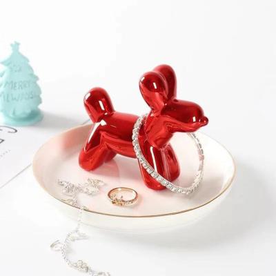 China Gold Nordic Rabbit Jewelry Tray Style Jewelry Storage Ceramic Tray for sale