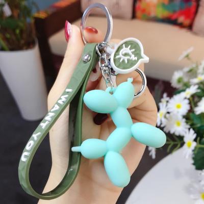 China Wholesale Cute Balloon Dog Jewelry Tray Cartoon Trend Girl Pendant Bag Ornament Key Chain Ring for sale