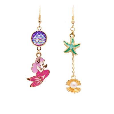 China BOHIME 2020 New Little Mermaid Starfish Cool Sea Shell Asymmetrical Earrings for sale