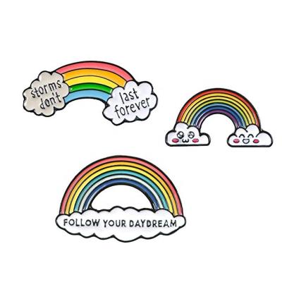 China Europe Rainbow with Cloud Enamel Lapel Pins Rainbow Color Lapel Pins for sale