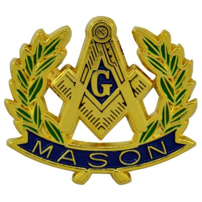 China Masonic Europe Freemason Gold Metal Car Emblem Car Grill Gmblem Cut Out Badges for sale