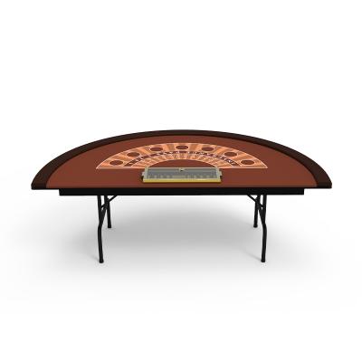 China Casino Entertainment YH Exquisite Design Neoteric Feet Blackjack Stainless Folding Table With Comfortable Leather Armrest for sale