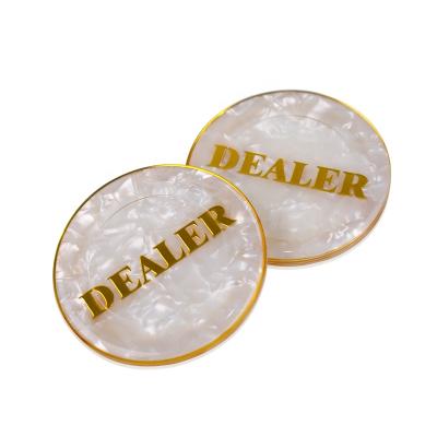 China 3 layer casino grade acrylic poker dealer YH 60mm colorful gold printing acrylic button for sale for sale