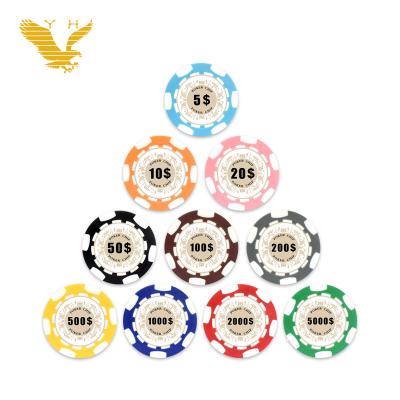 China YH Cheap Price 40mm Logo Six Sticks ABS Custom Poker Chips For Casino for sale