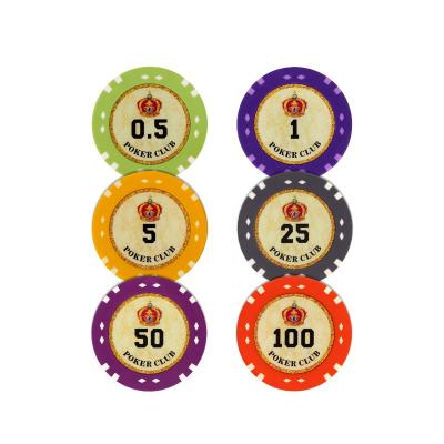 China YH Factory One Colored Casino Gambling Low MOQ Stop 14g Clay Casino Poker Chip Set In Stock for sale