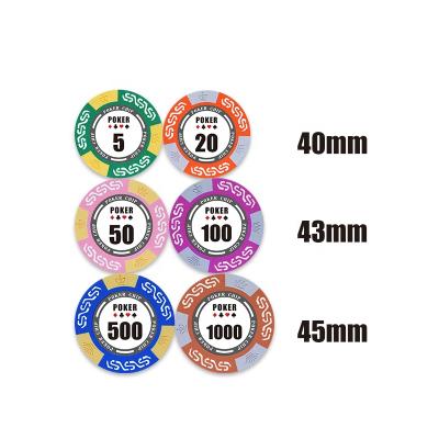 China Professional casino game YH 14g 40*mm casino design customized crown cutting RFID nylon poker chips for sale for sale